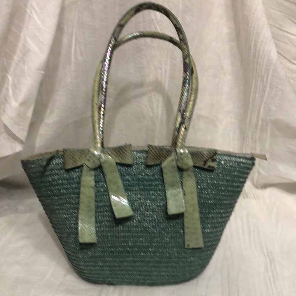 Adrienne Vittadini Woven Tote Bag with Bow Accent